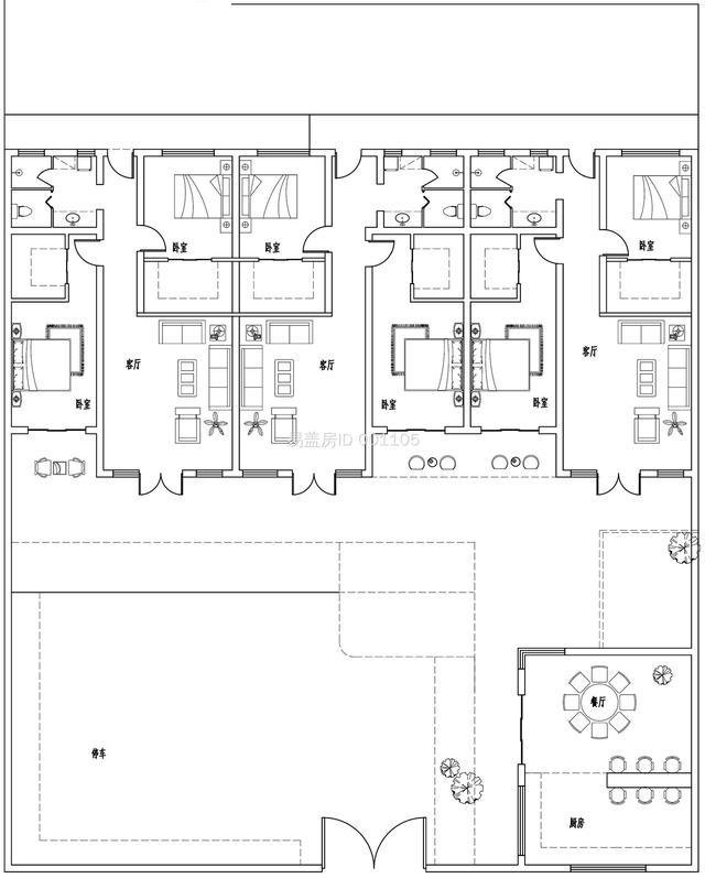 該建筑的首層空間配有幾間臥室，具有基本的公共功能空間戶外休閑空間和觀賞區(qū)，充分創(chuàng)造了優(yōu)雅浪漫的生活方式！