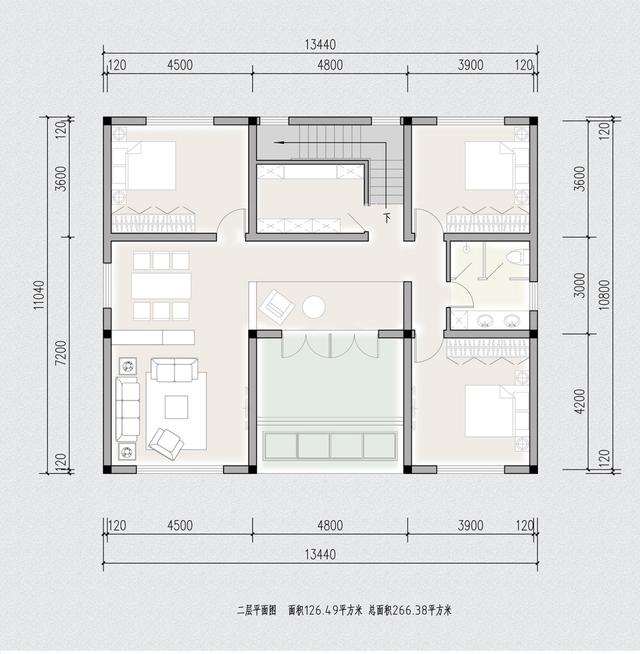 11x13兩層新中式庭院別墅，主體面積30萬平方米，非常適合農(nóng)村住宅建設