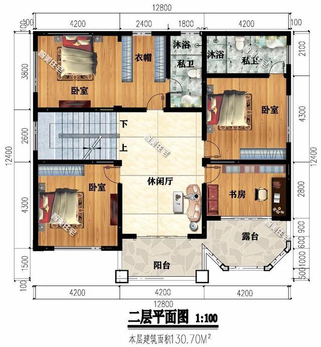 下面兩棟面寬尺寸均為12.8米的二層別墅，第一棟別墅廚房單獨(dú)建，外觀都非常驚艷，第二棟別墅外墻面貼滿(mǎn)了文化石。