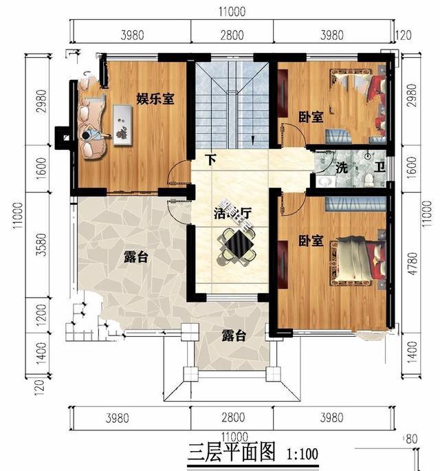 兩棟建筑尺寸相同的別墅，1111米，從各個(gè)角度看都是簡(jiǎn)歐洲風(fēng)格。有時(shí)候宅基地很大，但我不想建太大的別墅。主要原因是房子越大，成本越高!