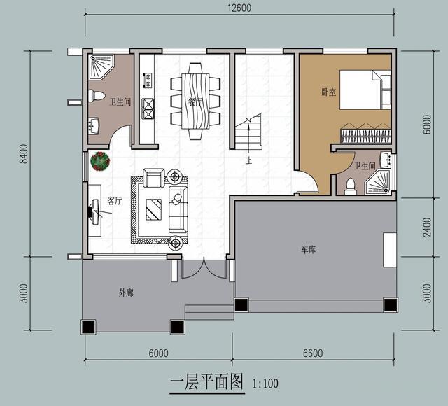 農(nóng)村自建的二樓帶車庫的別墅