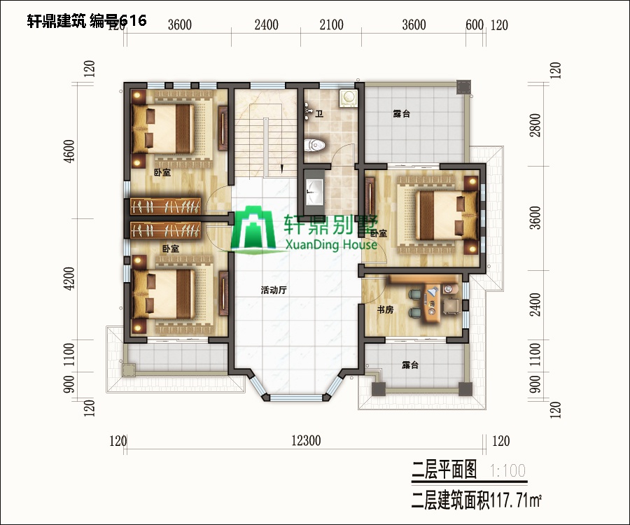 百平的小二層別墅里