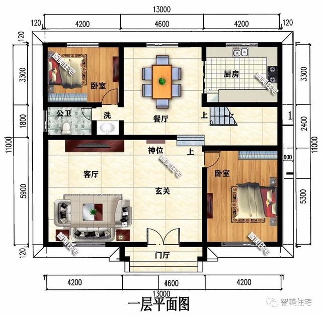 外觀對(duì)稱設(shè)計(jì)的兩層別墅