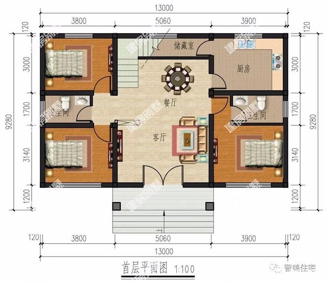 外觀對(duì)稱設(shè)計(jì)的兩層別墅