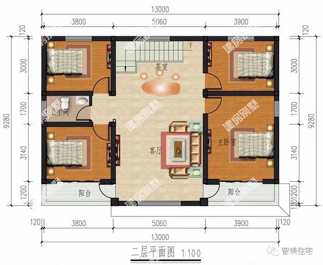 外觀對(duì)稱設(shè)計(jì)的兩層別墅