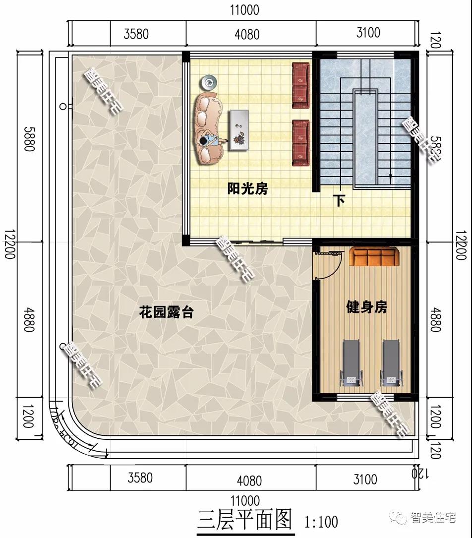 平屋頂設(shè)計(jì)的農(nóng)村別墅