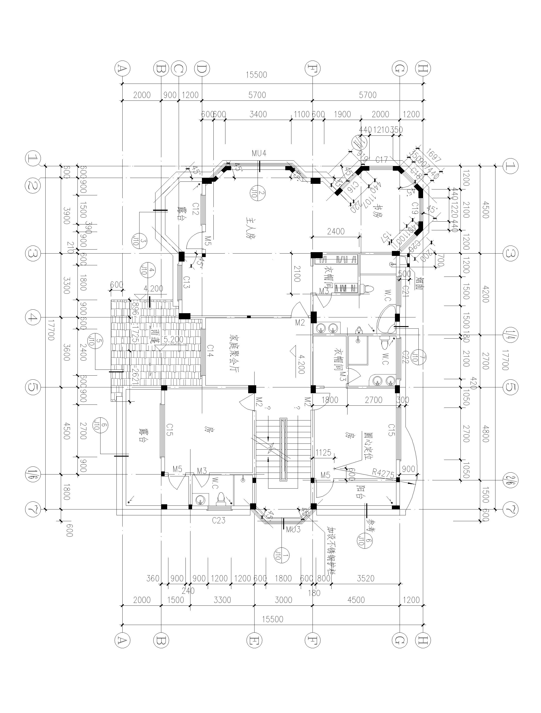 兩層半歐式別墅設(shè)計(jì)方案，適合多孩家庭，總建筑面積555㎡